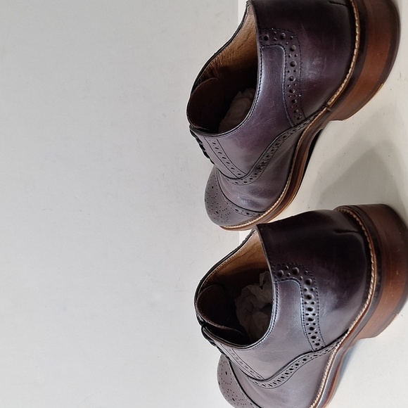 Johnston & Murphy Burgundy Italian Calfskin Conard Preppy Wingtip Oxfords Size 8 - Picture 9 of 12